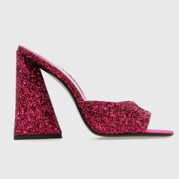 THE ATTICO Devon Glitters High-Heeled Mules  Fushia Size 40/ US 10 - Picture 1 of 14